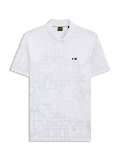BOSS PRINTED-GRAPHIC POLO SHIRT IN MERCERISED COTTON