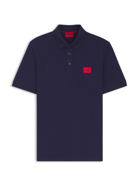 HUGO COTTON-PIQUÉ SLIM-FIT POLO SHIRT WITH LOGO LABEL