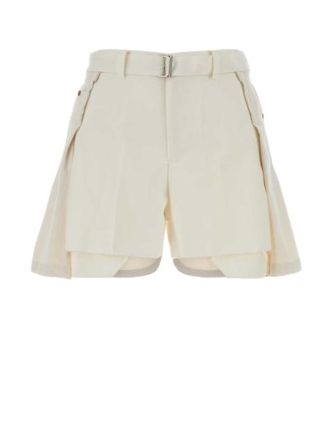 sacai Sacai Women White Polyester And Denim Shorts