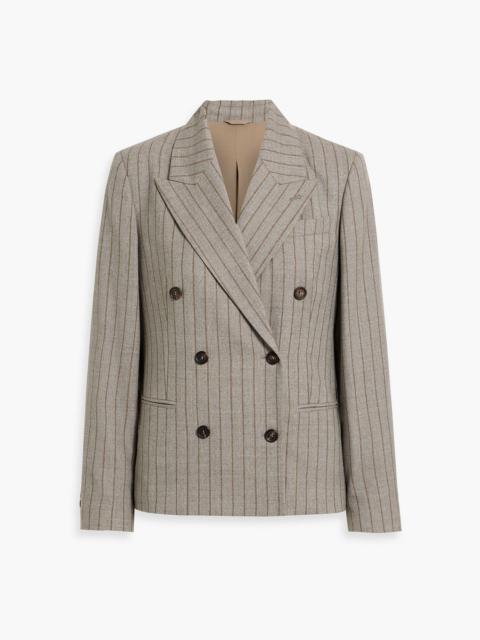 Brunello Cucinelli Double-breasted pinstriped wool blazer