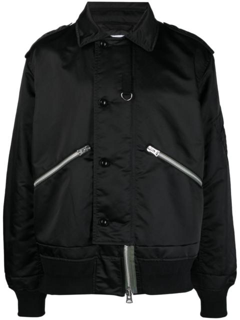 sacai zip-up cotton-blend bomber jacket