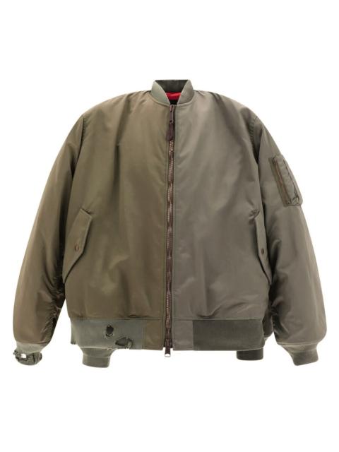 BALENCIAGA Balenciaga Men's Military Khaki Double-Sleeve Satin Bomber Jacket, Size Xx-Small