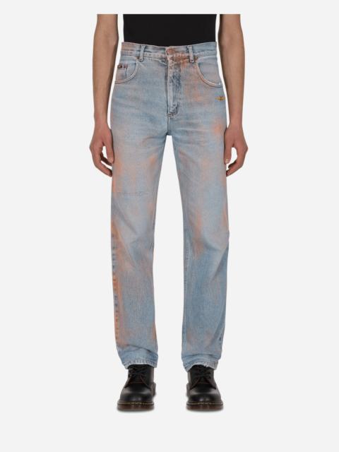 PHIPPS Spray Painted Vintage Denim Pants Blue