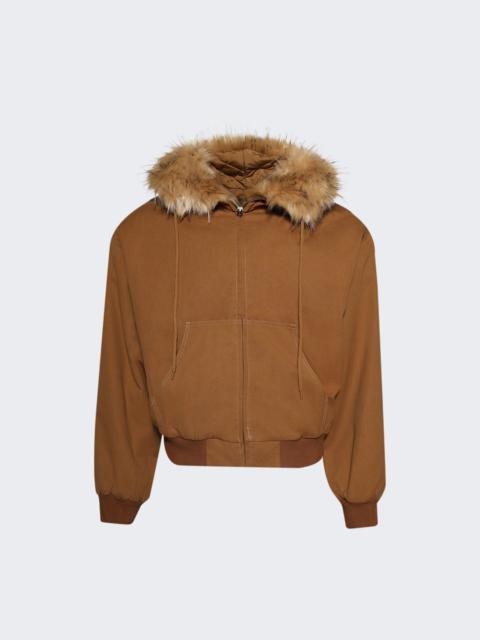 Praying Fur Hood Jacket Brown