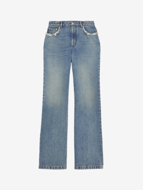 Alexander McQueen Crystal Embroidery Straight Leg Jeans