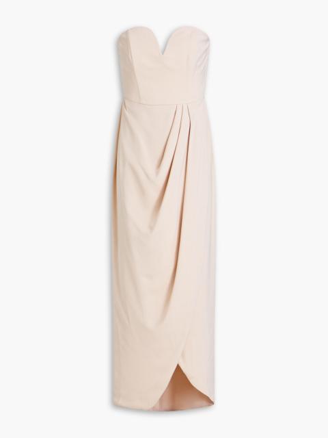 Other Designers Strapless draped satin maxi dress