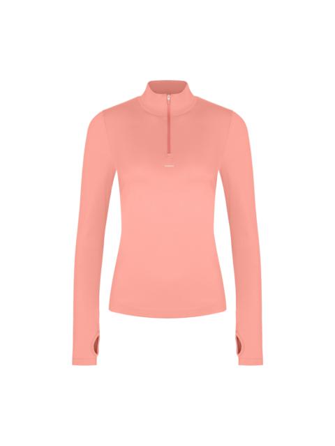 PANGAIA Womens Plant-Stretch Zipped Long Sleeve Top - Dewy Rose
