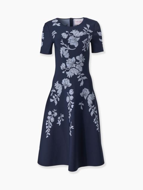 CAROLINA HERRERA Floral Jacquard Flared Dress