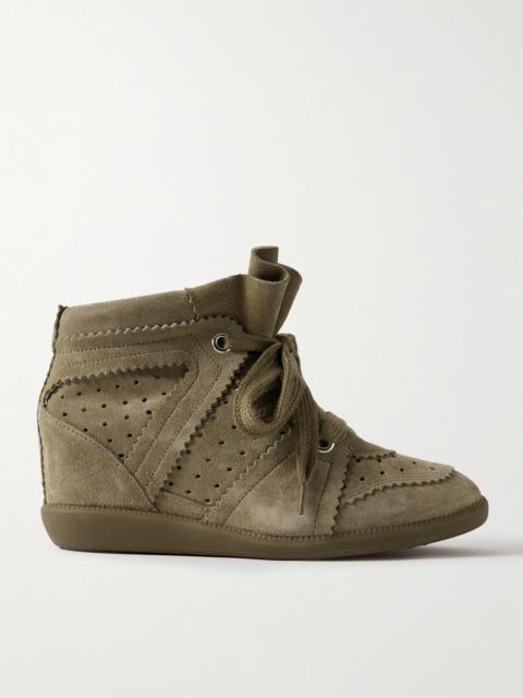 Isabel Marant Bobby Perforated Suede Wedge Sneakers