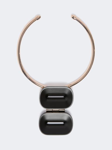 Max Mara Choker necklace in metal and ebony - COFFEE