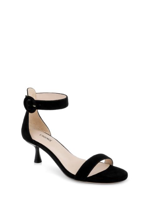 L'AGENCE L'AGENCE Andelle II Ankle Strap Sandal in Black Suede at Nordstrom