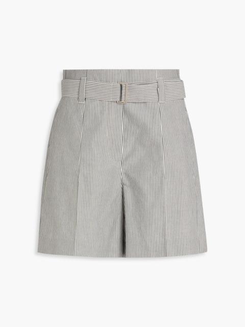 Brunello Cucinelli Striped cotton and linen-blend twill shorts