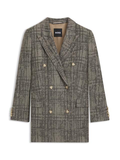 BOSS REGULAR-FIT BLAZER WITH HERRINGBONE CHECK