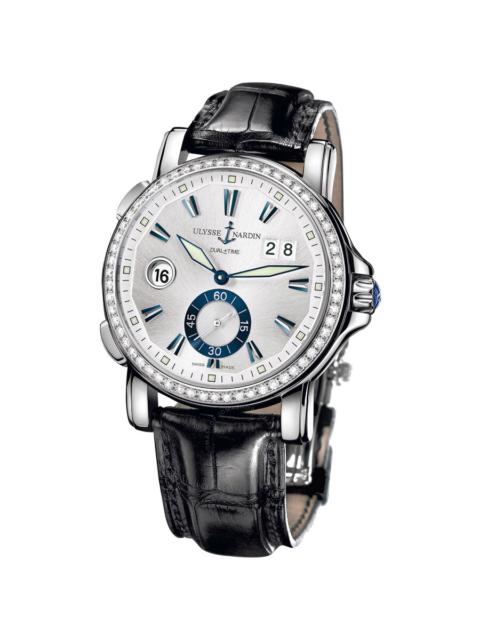 Ulysse Nardin Ulysse Nardin GMT Big Date Silver Dial Stainless Steel Black Leather Men's Watch 243-55B-91