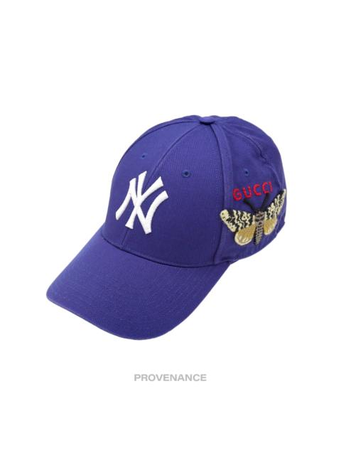 GUCCI Gucci x NY Yankees Embroidered Hat Cap - Blue with Moth