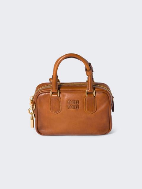 Miu Miu Arcadie Leather Mini Bag Cognac