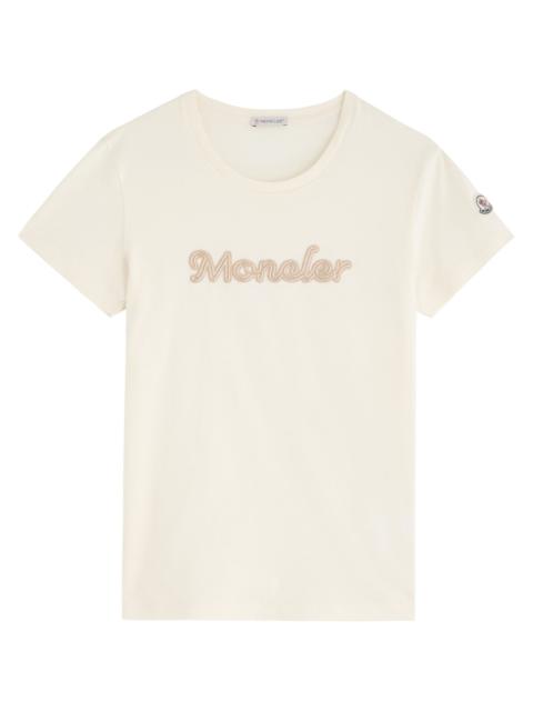 Moncler Moncler Logo-embroidered Beaded Cotton T-shirt