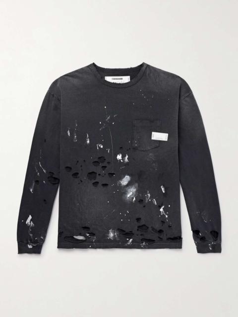Savage Distressed Paint-Splattered Cotton-Jersey T-Shirt