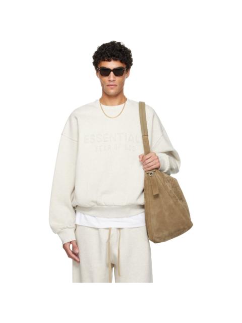 ESSENTIALS Gray Holiday Embossed Classic Crewneck Sweatshirt