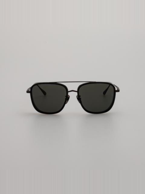 LINDA FARROW JARVIS AVIATOR SUNGLASSES IN BLACK AND NICKEL