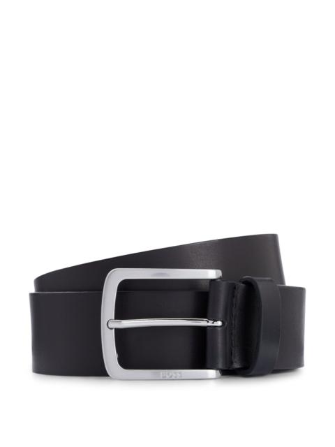 BOSS ITALIAN-LEATHER BELT WITH LOGO-ENGRAVED BUCKLE