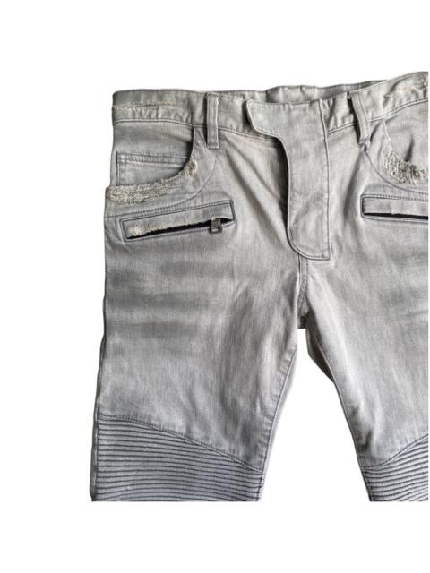 Balmain SS14 Grey Distressed Biker Jeans