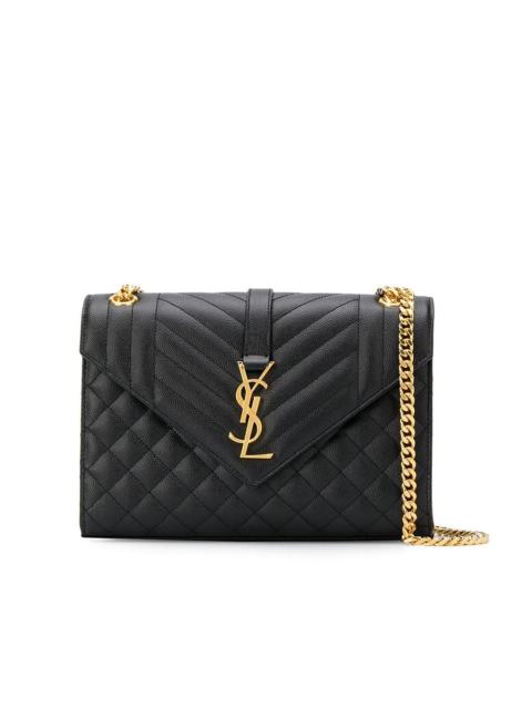 SAINT LAURENT Envelope Medium in Quilted Grain de Poudre Embossed Leather