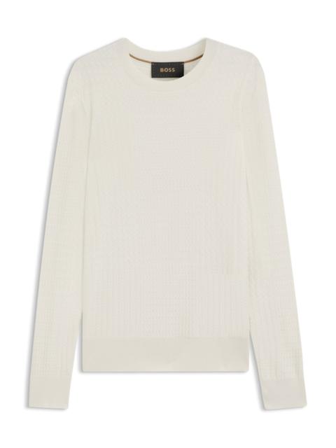 BOSS SILK SWEATER WITH PRINCE OF WALES CHECK STRUCTURE