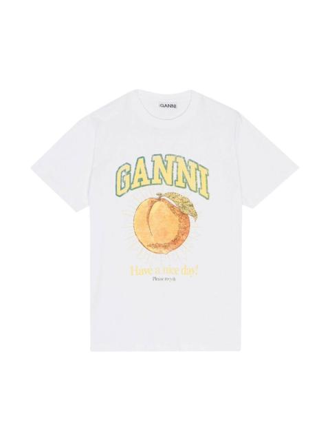 GANNI Peach print cotton t-shirt