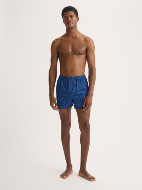 Derek Rose Men's Classic Fit Boxers Cotton Jacquard Navy Blue Camo Rose Weave