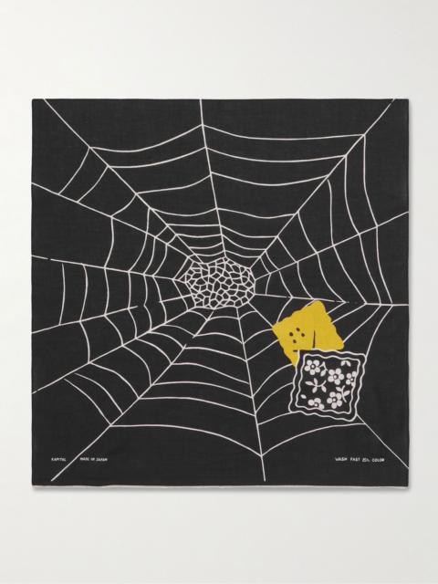 Kapital Fastcolor Printed Selvedge Cotton-Voile Bandana Black