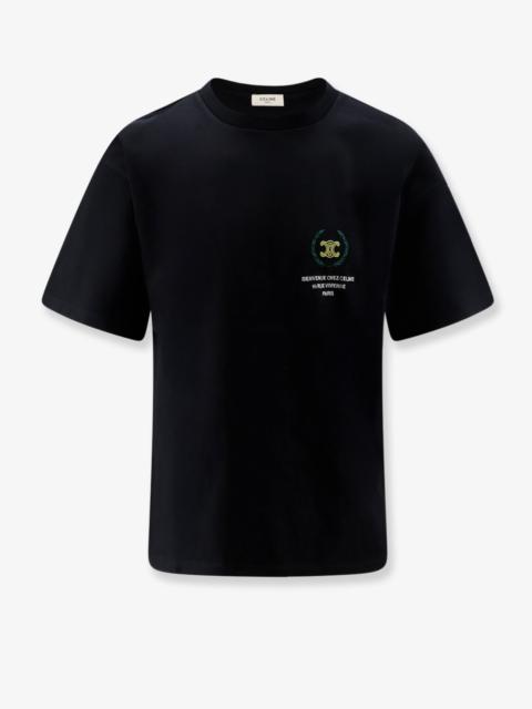 CELINE Celine Cotton T-Shirt with Iconic Embroidery Black