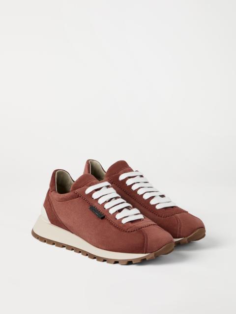 Brunello Cucinelli Suede runners with shiny tab