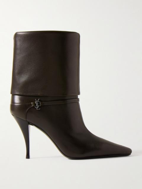 SAINT LAURENT Niki Embellished Leather Ankle Boots