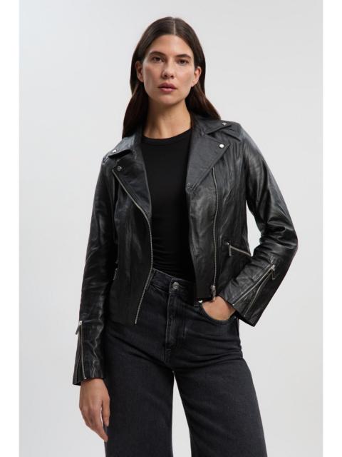 KAREN MILLEN Leather Signature Biker Jacket