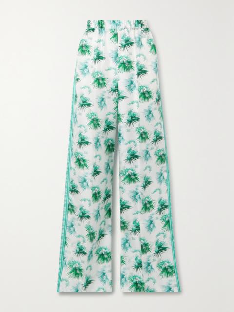 Max Mara Printed Pleated Silk-twill Wide-leg Pants