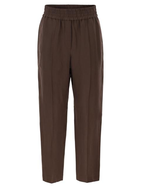 Brunello Cucinelli Brunello Cucinelli Women Baggy Pull-Up Trousers In Viscose And Linen Fluid Twill
