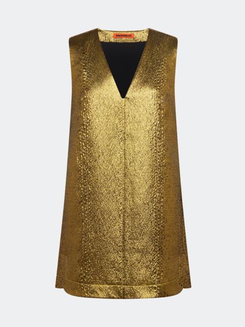 SIMONMILLER Fountain Metallic Mini Dress In Star Gold