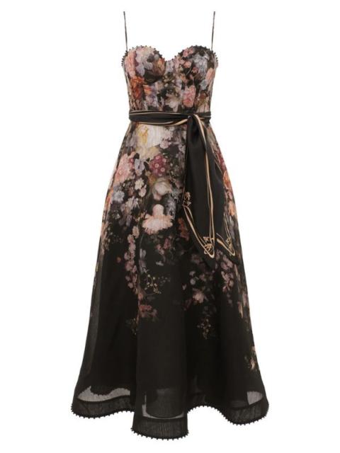 Zimmermann Valiant Corset Picnic Dress in Black Floral