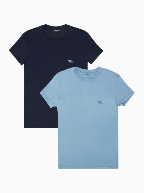 EMPORIO ARMANI Two-pack of ASV slim-fit loungewear T-shirts in soft-touch eco-viscose