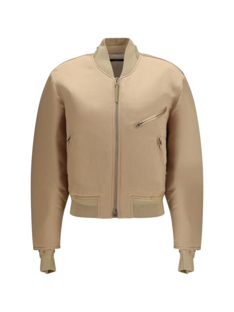 TOM FORD Tom Ford Satin Aviator Bomber Jacket Buff