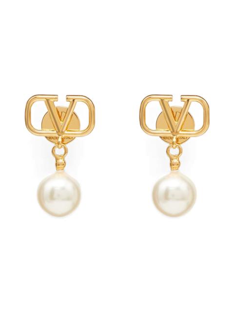 Valentino Garavani VLOGO Imitation Pearl Drop Earrings in Ivory/Gold at Nordstrom