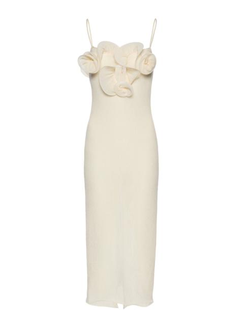 MAGDA BUTRYM Ruffled Sheath Maxi Dress ivory