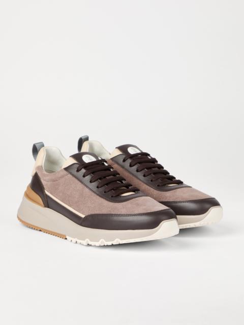 Brunello Cucinelli Washed suede and semi-polished calfskin runners