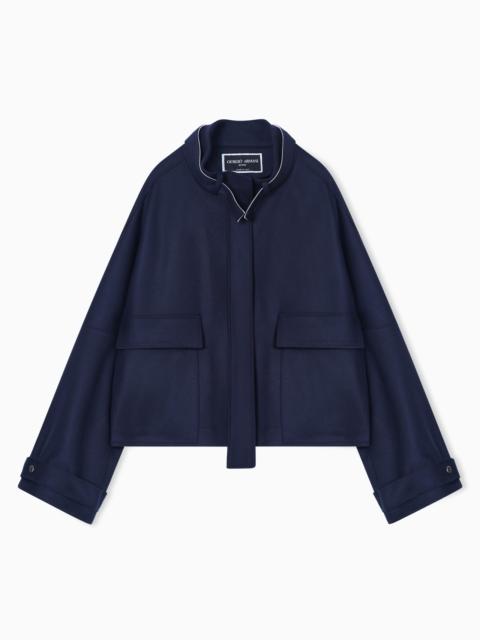 GIORGIO ARMANI TWO-TONE VIRGIN WOOL PEA COAT