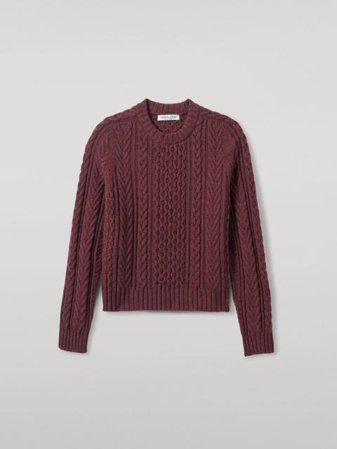 Johnstons of Elgin Aran Cable Purple Cashmere Jumper