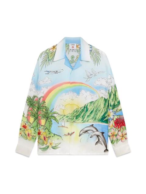CASABLANCA Aloha Long Sleeve Silk Shirt