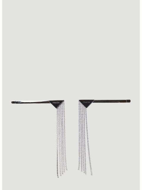 Prada Prada Women Set Of Two Logo Plaque Crystal Hair Slides