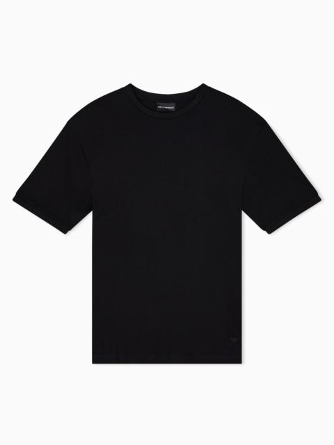 EMPORIO ARMANI ASV JERSEY T-SHIRT WITH VERTICAL JACQUARD MOTIF