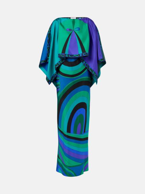 PUCCI Iride printed cape-detail silk maxi dress